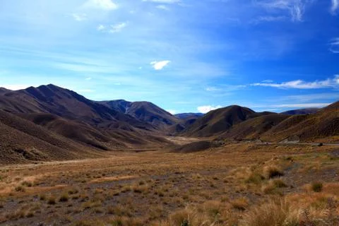 Dry mountain range at lindis pass Stock Photos