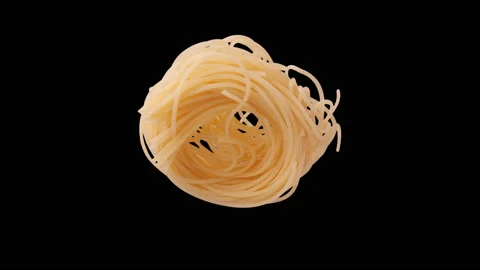 Dry noodle roll spin and float - pasta isolated for dark backgrounds 動画素材 161356101