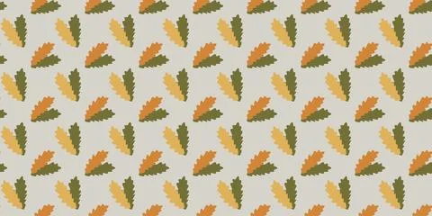 Dry Oak Leaves Seamless pattern. Autumn collection. Vector Flat Cartoon illus 스톡 일러스트