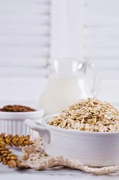 Dry oat flakes Stock Photos