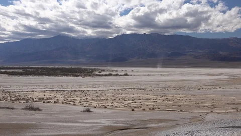 Dry parched desert landscape, aged with time, dust devils Stock Footage 105484529