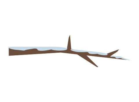 Dry pine tree branche with snow Stock Illustration