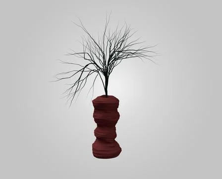 Dry plant 3d render Abstract design element Minimalist concept Illustrazione stock