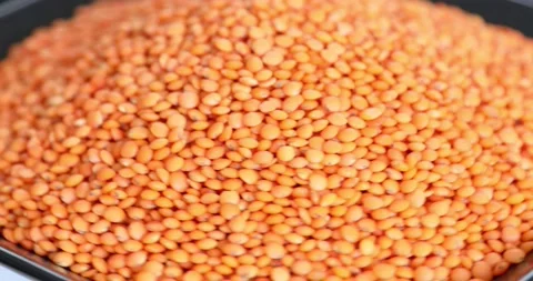 Dry Raw Red Lentils Rotating closeup shoot 1 Stock Footage 146898973
