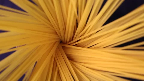 Dry raw spaghetti black background Stock Footage 155090135
