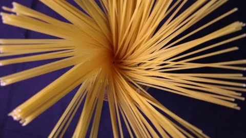 Dry raw spaghetti black background Stock Footage 155090332