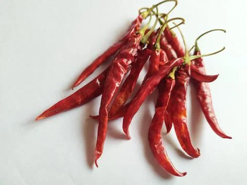 Dry red chilli on white background Stock Photos