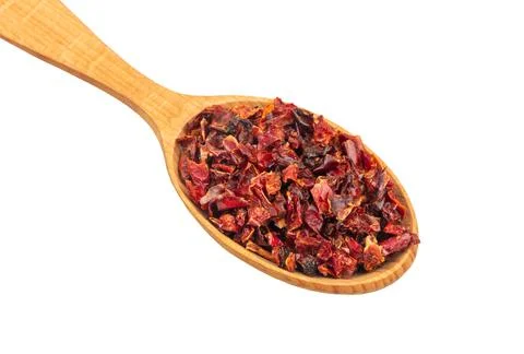 Dry red pepper in spoon Stock Photos