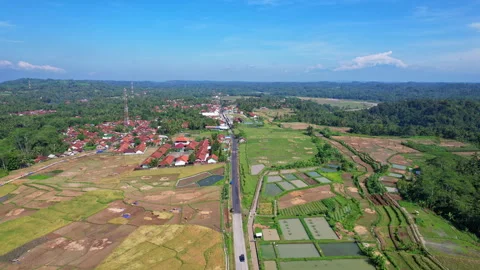 Dry rice fields in Bumiayu, Brebes regency, Java island, Indonesia Stock Footage 340621341