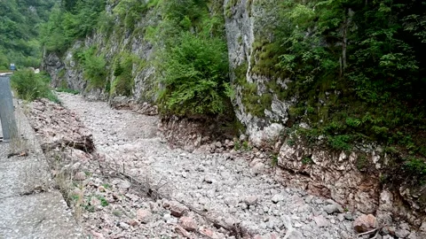 Dry river bed. Ecological disaster. Rivers are drying up. Summer drought Stock Footage 213875236