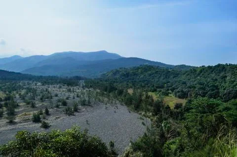 Dry river &amp; mountains Stock Photos