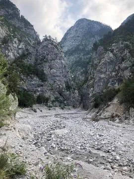 A dry river in the mountains Stock Photos