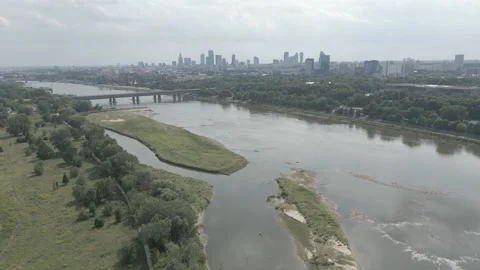 Dry river over Warsaw Stock Footage 203900965
