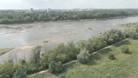 Dry river over Warsaw Stock Footage 203901282