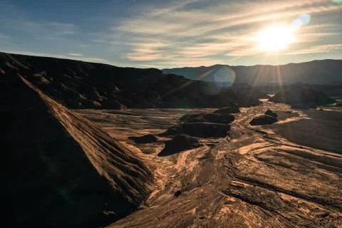 Dry river in a place equal to Mars Stock Photos