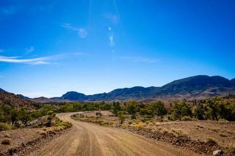 Dry Riverbed and Rustic Bridge Stock Photos