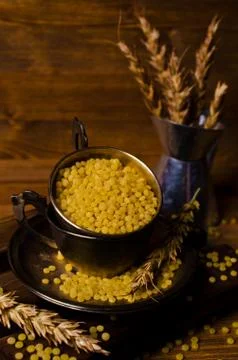 Dry round pasta Stock Photos