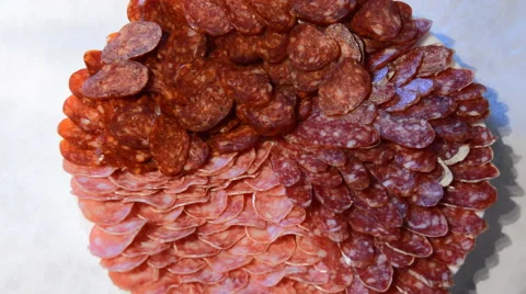 Dry Sausages On Display Stock Footage 46607928