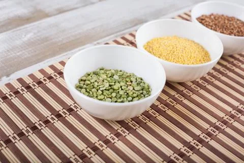 Dry split green peas Stock Photos