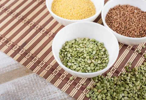 Dry split green peas Stock Photos