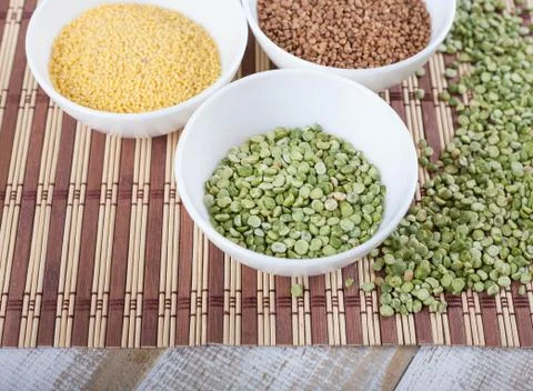 Dry split green peas Stock Photos