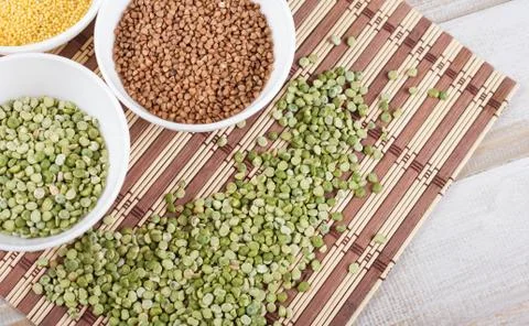 Dry split green peas Stock Photos