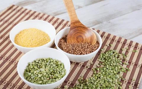 Dry split green peas Stock Photos