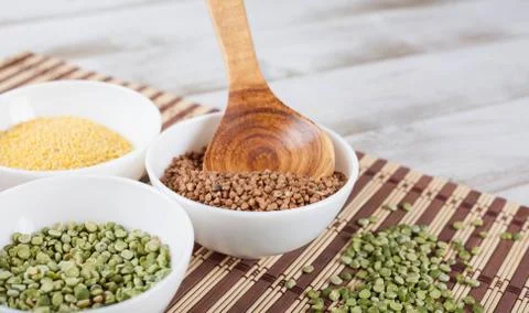 Dry split green peas Stock Photos