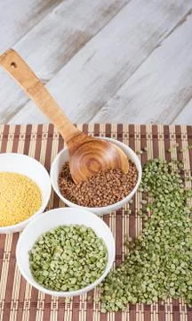 Dry split green peas Stock Photos
