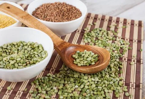 Dry split green peas Stock Photos