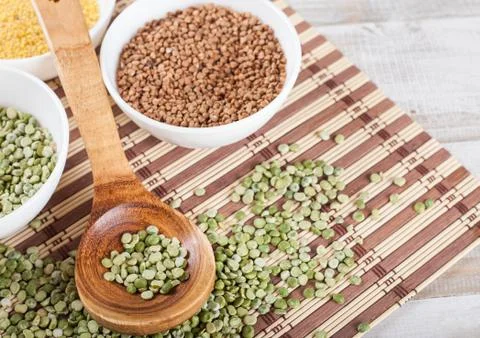 Dry split green peas Stock Photos