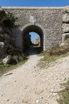 Dry Stone Bridge made of Limestone. Stock Photos