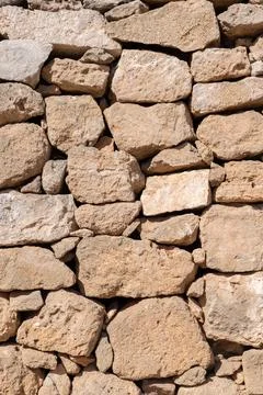 Dry-stone Stacked Wall Close-up Showing Rough Earthy Texture and Rustic Stock Photos