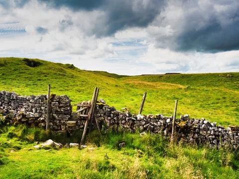 Dry stone wall with stile Stock Photos