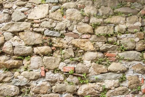 Dry stone wall texture background Stock Photos