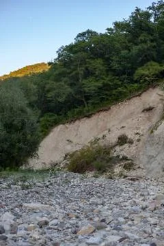 Dry stonebed of mountain river Stock Photos