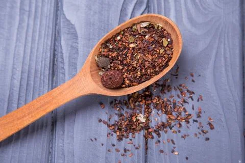 Dry tea with raspberry Stock Photos