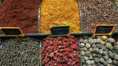 Dry teas - drinks - colored Stock Photos