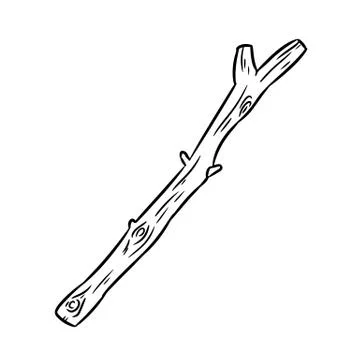 Dry tree branch. Boho image of stick isolated on white background Stock Illustration