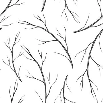Dry tree branches, seamless pattern Stock Illustration