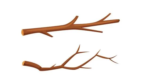 Dry tree branches set. Forestry and lumber industry cartoon vector illustration Stock Illustration