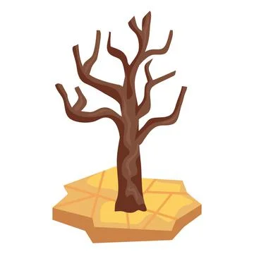 Dry tree in desertification Stock Illustration