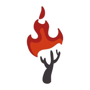 Dry tree on fire icon. Natural disaster design. Vector graphic Stock Illustration