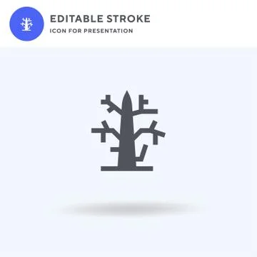 Dry Tree icon vector, filled flat sign, solid pictogram isolated on white, lo Stock Illustration