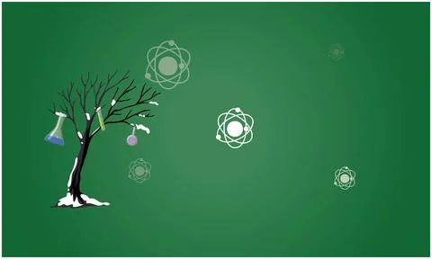 Dry tree with lap articles on it on green background Illustrazione stock