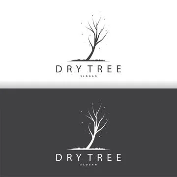 Dry Tree Logo, Dead Tree Plant Design Vector Silhouette Illustration Template Stock Illustration