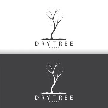 Dry Tree Logo, Dead Tree Plant Design Vector Silhouette Illustration Template Stock Illustration