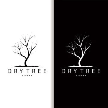 Dry Tree Logo, Dead Tree Plant Design Vector Silhouette Illustration Template Stock Illustration