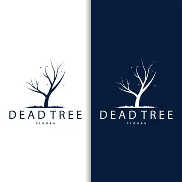Dry Tree Logo, Dead Tree Plant Design Vector Silhouette Illustration Template Stock Illustration