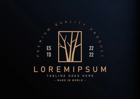 Dry tree logo design. Vector illustration of Modern line concept of forest tr 스톡 일러스트